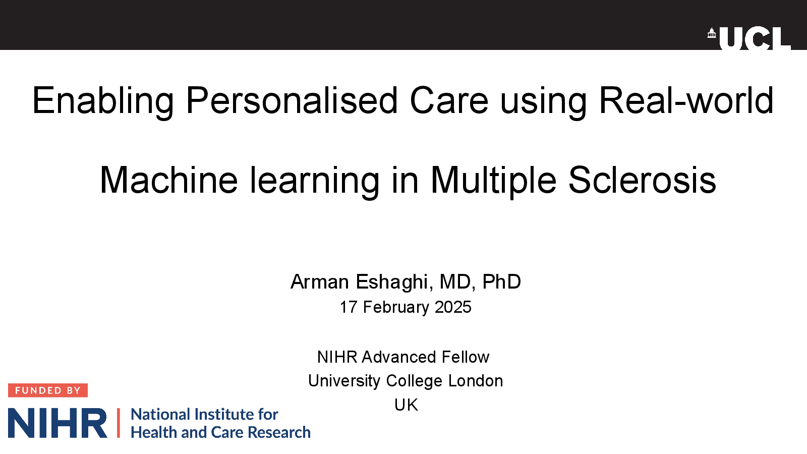 Slide 1: Enabling Personalised Care using Real-world