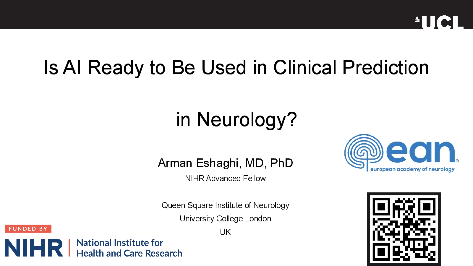 Slide 1: Is AI Ready to Be Used in Clinical Prediction in Neurology?