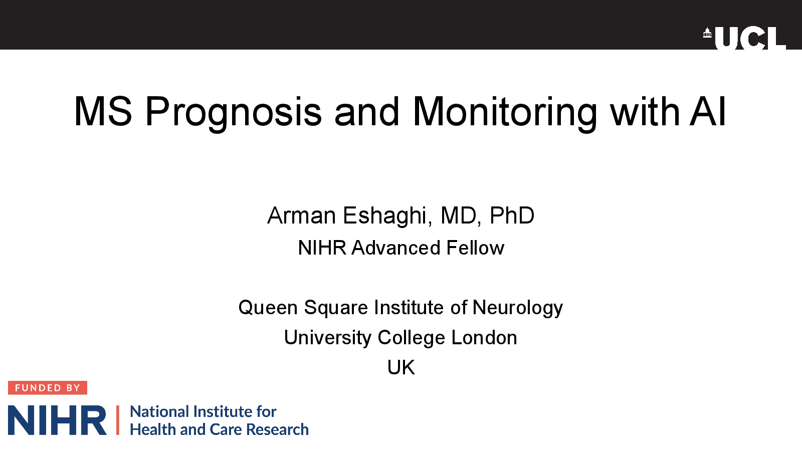 Slide 1: MS Prognosis and Monitoring with AI