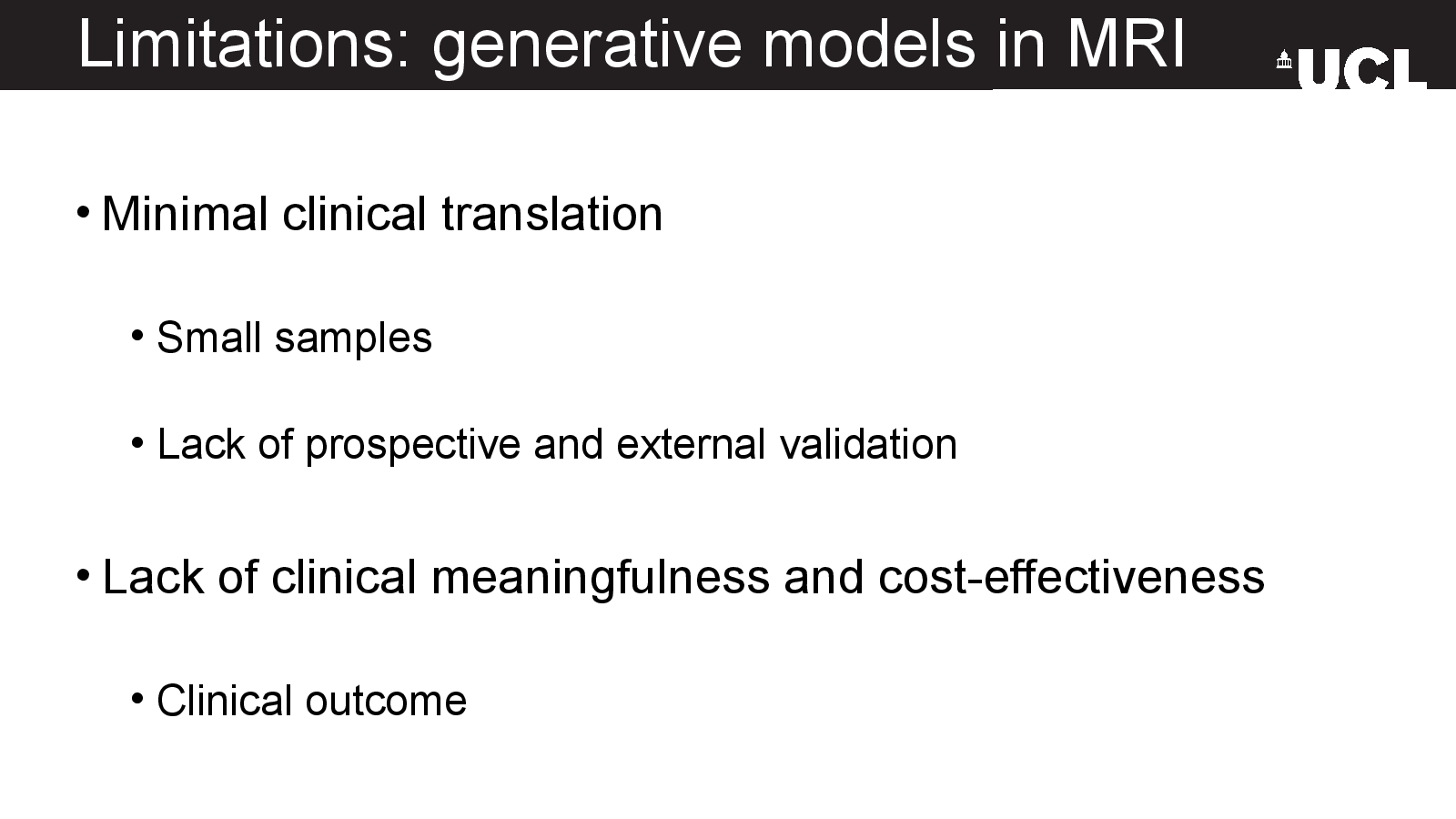 Slide 18: Limitations: generative models in MRI