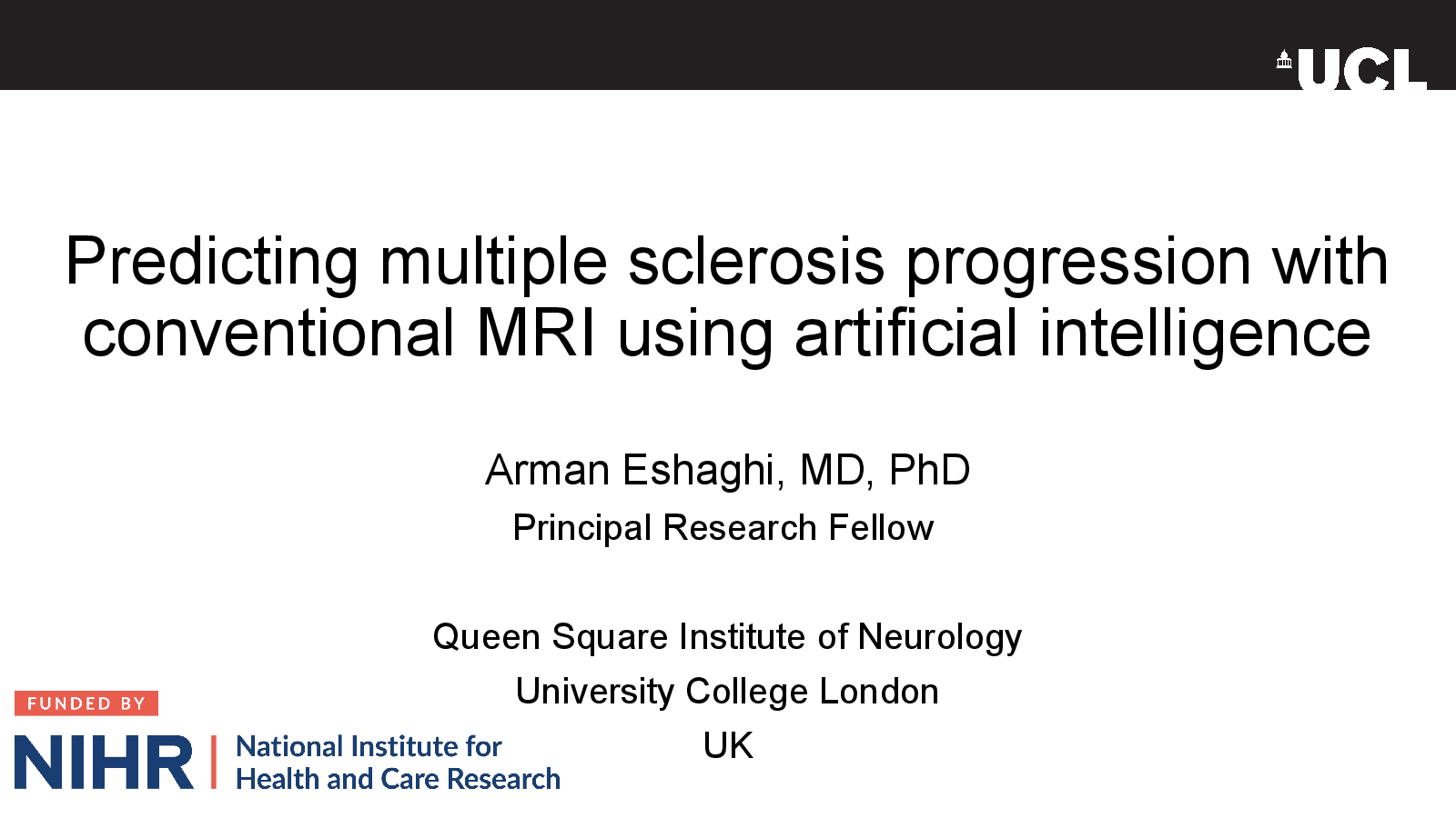 Slide 1: Predicting multiple sclerosis progression with conventional MRI using artificial intelligence