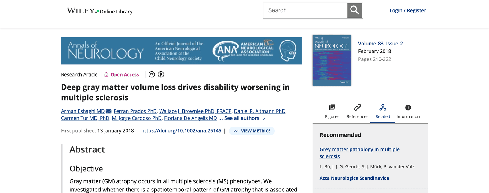 Deep grey matter loss is what drives disability worsening in MS