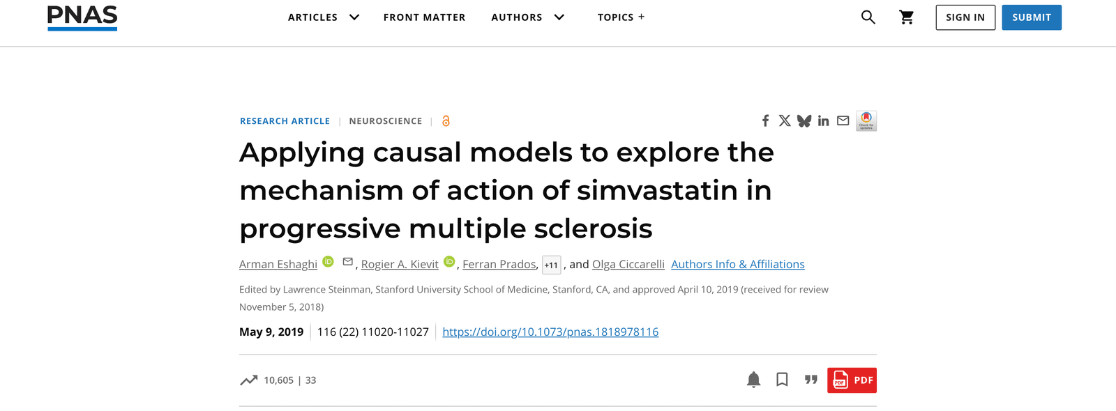 Causal models show simvastatin works in progressive MS without lowering cholesterol